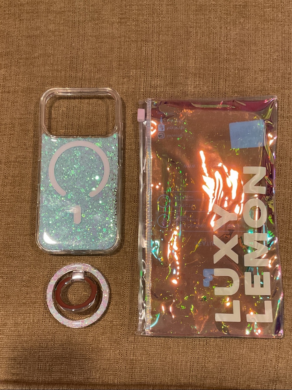 Luxy Lemon IPhone 17 Pro Phone Case with Matching Ring and Holographic Pouch